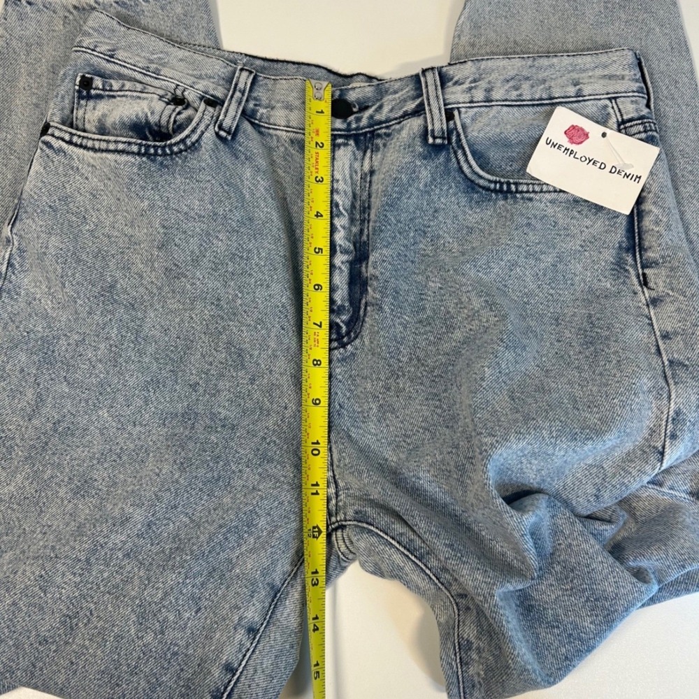 NWT unemployed Denim size 29 women's high rise acid washed heart patch jeans - Picture 7 of 10